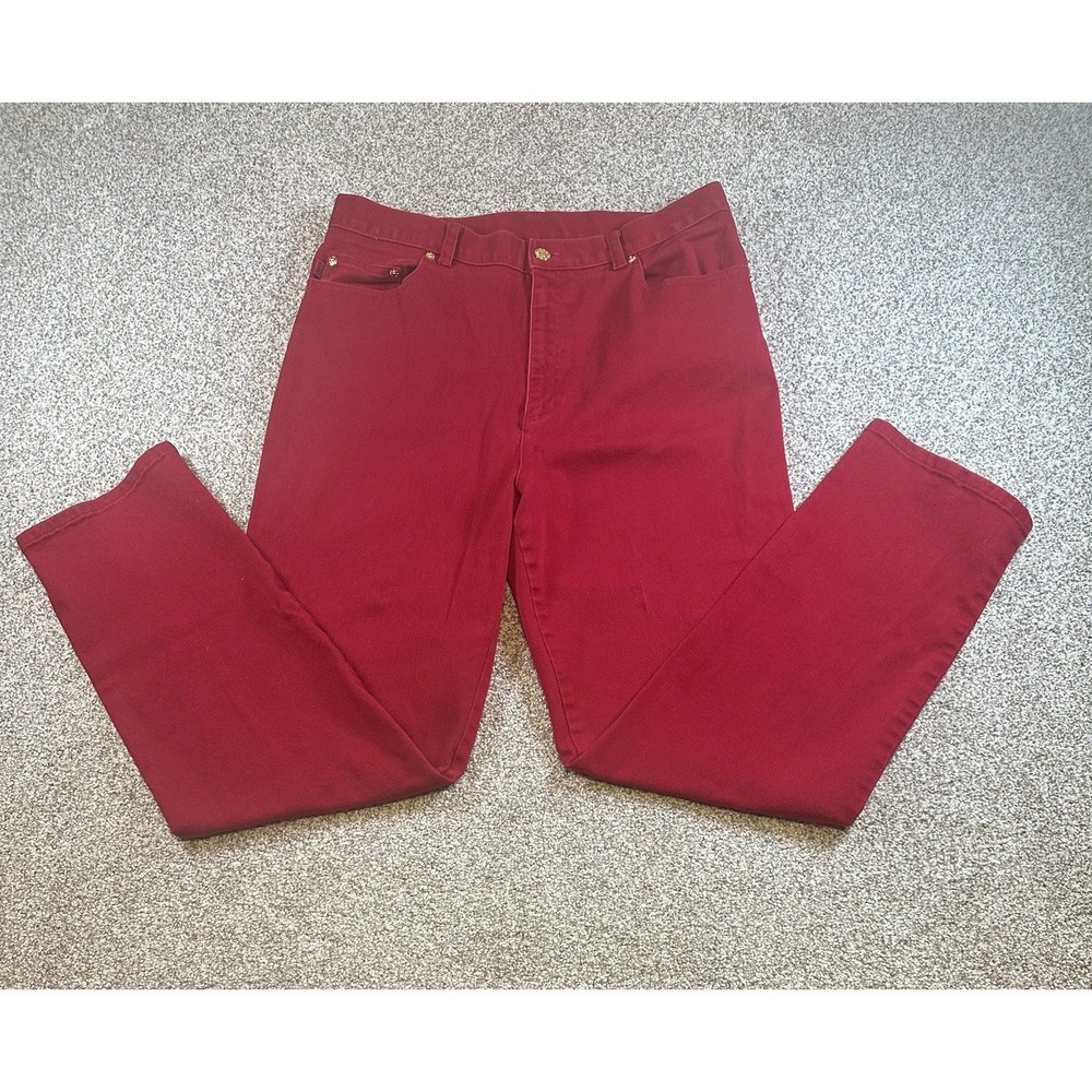 Ralph Lauren Jeans Women's 14 Red Straight Leg Denim Patriotic Preppy Classic‎